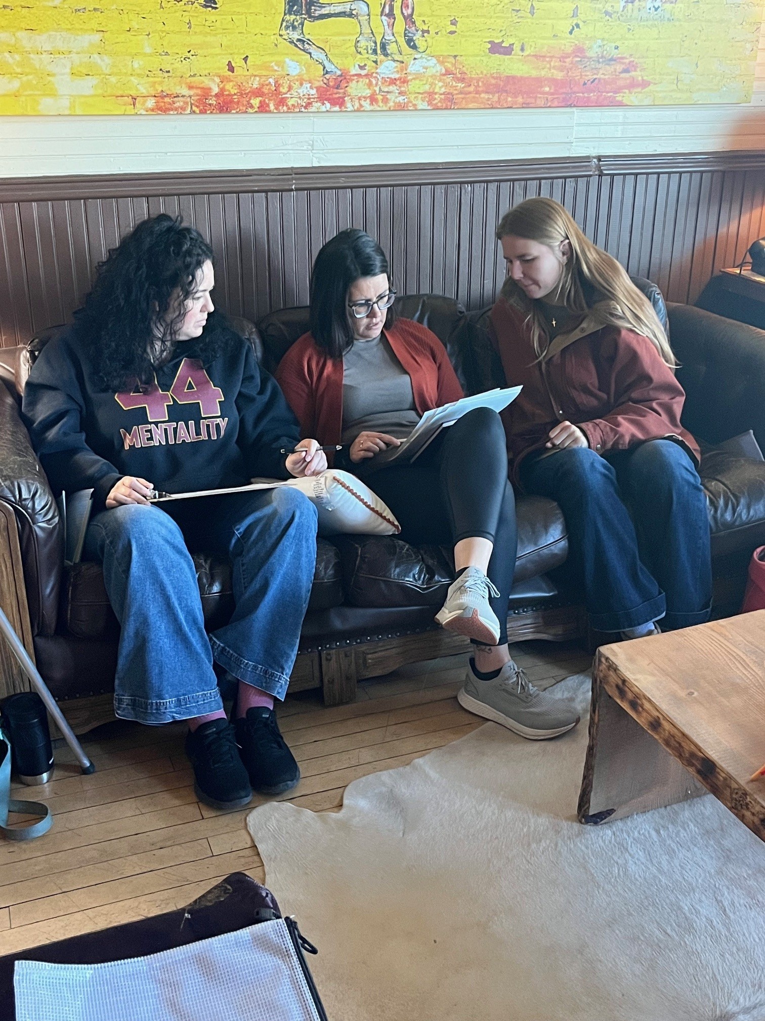 Participants in a small group discussion